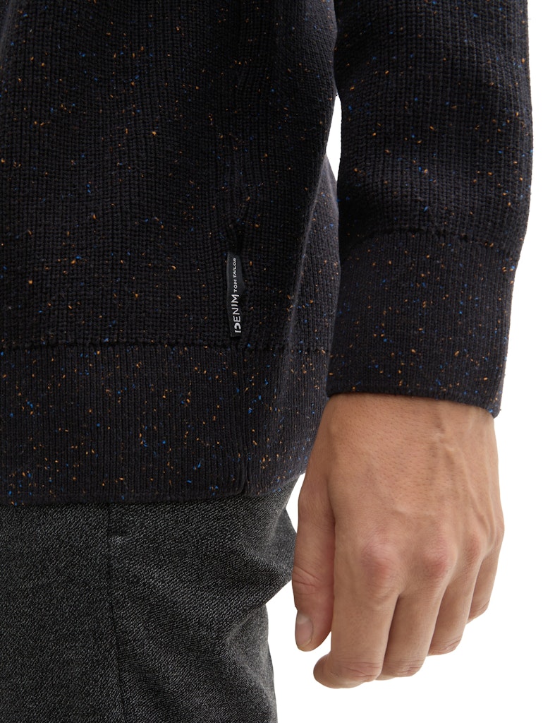 Tom Tailor denim Herren Pullover Black Multicolo