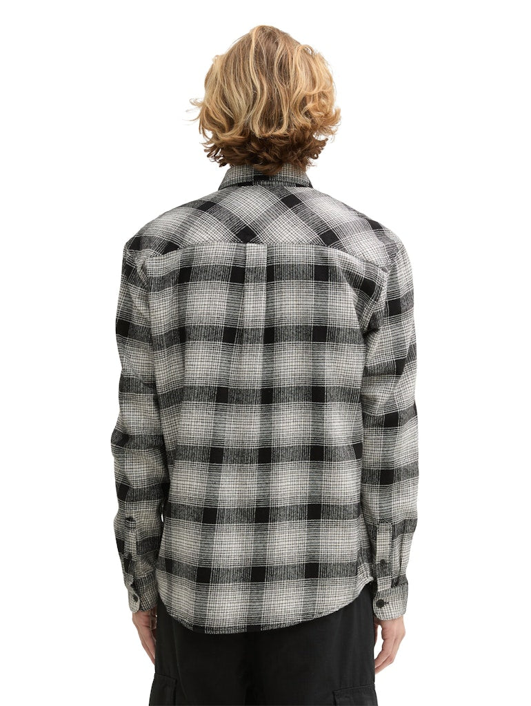 Tom Tailor denim Herren Hemden lang Black White Che