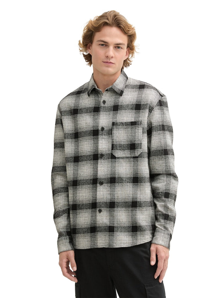 Tom Tailor denim Herren Hemden lang Black White Che