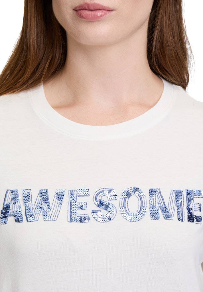 Cartoon Damen T-Shirts Patch Cream/Blu