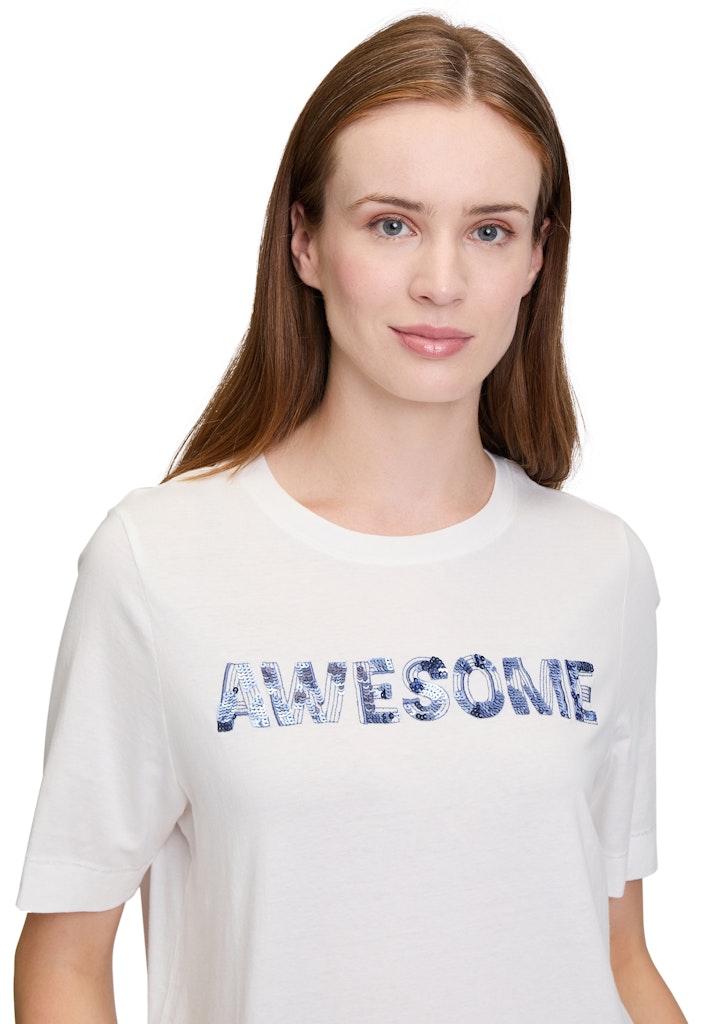 Cartoon Damen T-Shirts Patch Cream/Blu