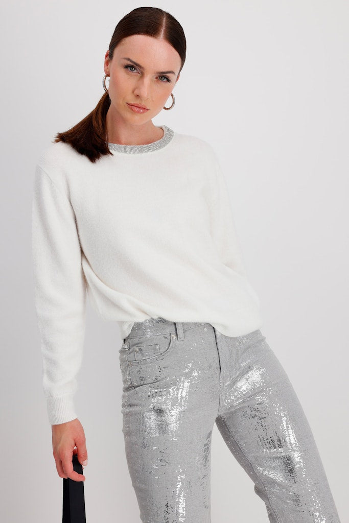 Monari Damen Pullover Off-White
