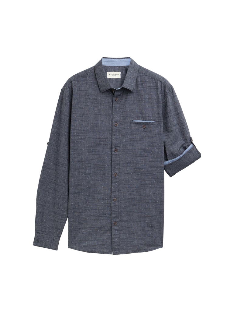 Tom Tailor Herren Hemden lang Navy White Fil