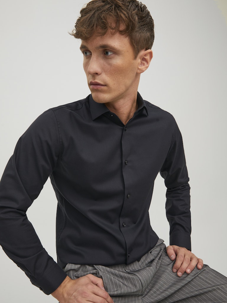 Jack & Jones Herren Hemden lang Black/Slim Fit