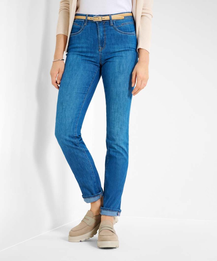 Brax Damen Jeans Used Stone Blue