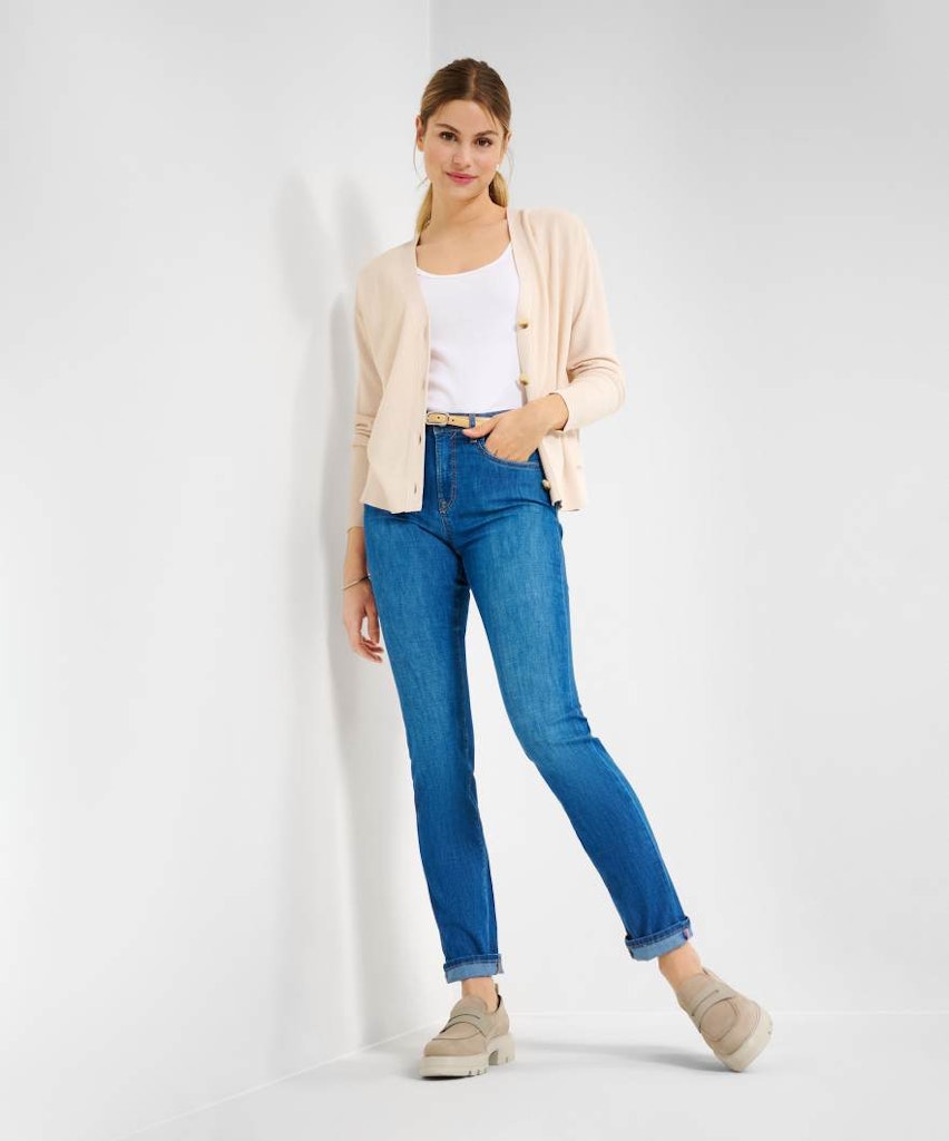 Brax Damen Jeans Used Stone Blue