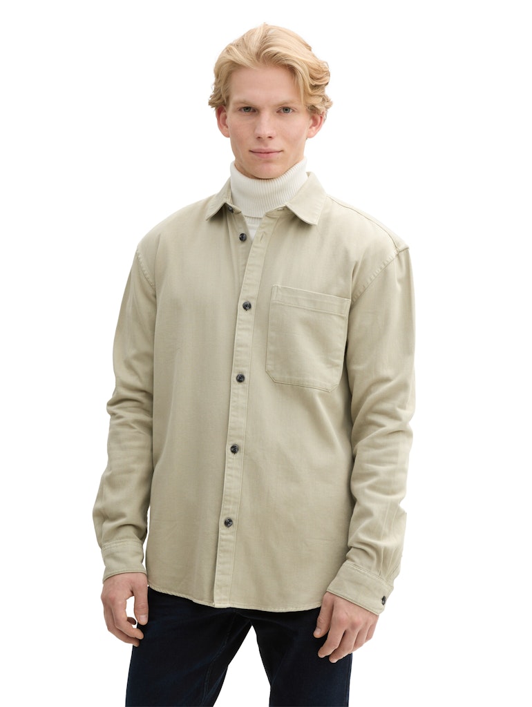 Tom Tailor denim Herren Hemden lang Beige Abbey Sto