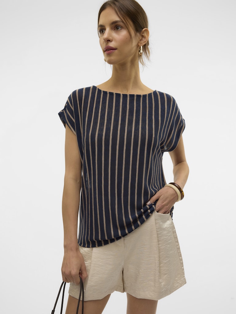 Vero Moda Damen T-Shirts Navy Blazer/Sil