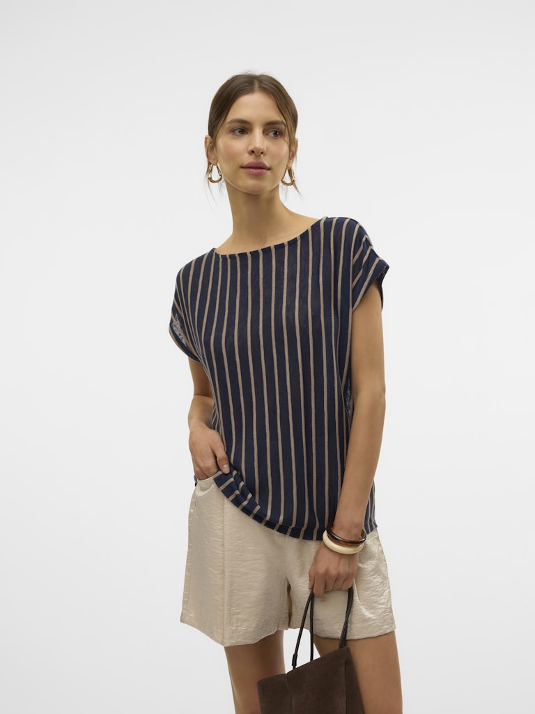 Vero Moda Damen T-Shirts Navy Blazer/Sil