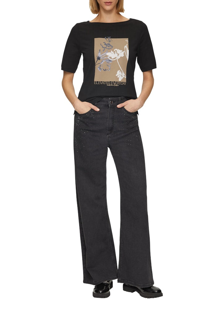 S. Oliver black Damen T-Shirts Grey/Black
