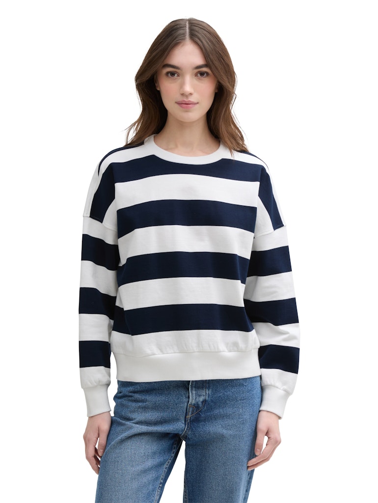 Tom Tailor denim Damen Sweatshirts Navy White Bloc