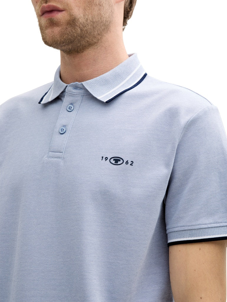 Tom Tailor Herren Polo-Shirts Dove Blue White