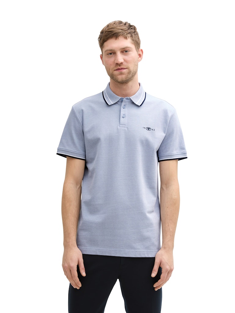 Tom Tailor Herren Polo-Shirts Dove Blue White