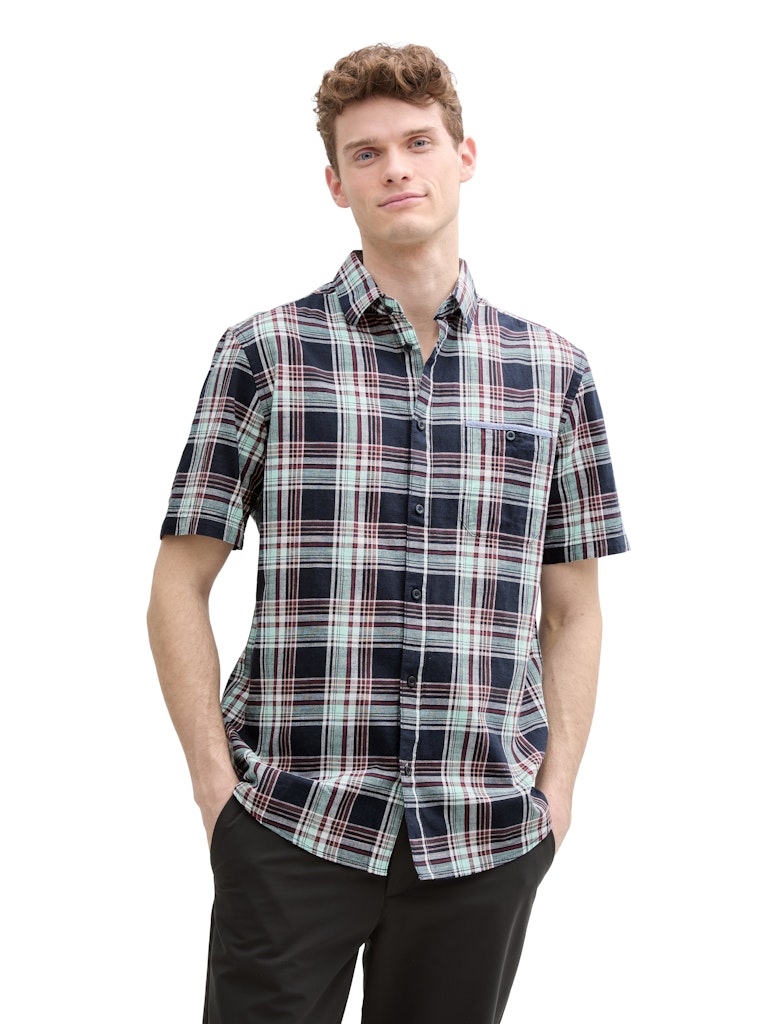 Tom Tailor Herren Hemden kurz Navy Multicol C