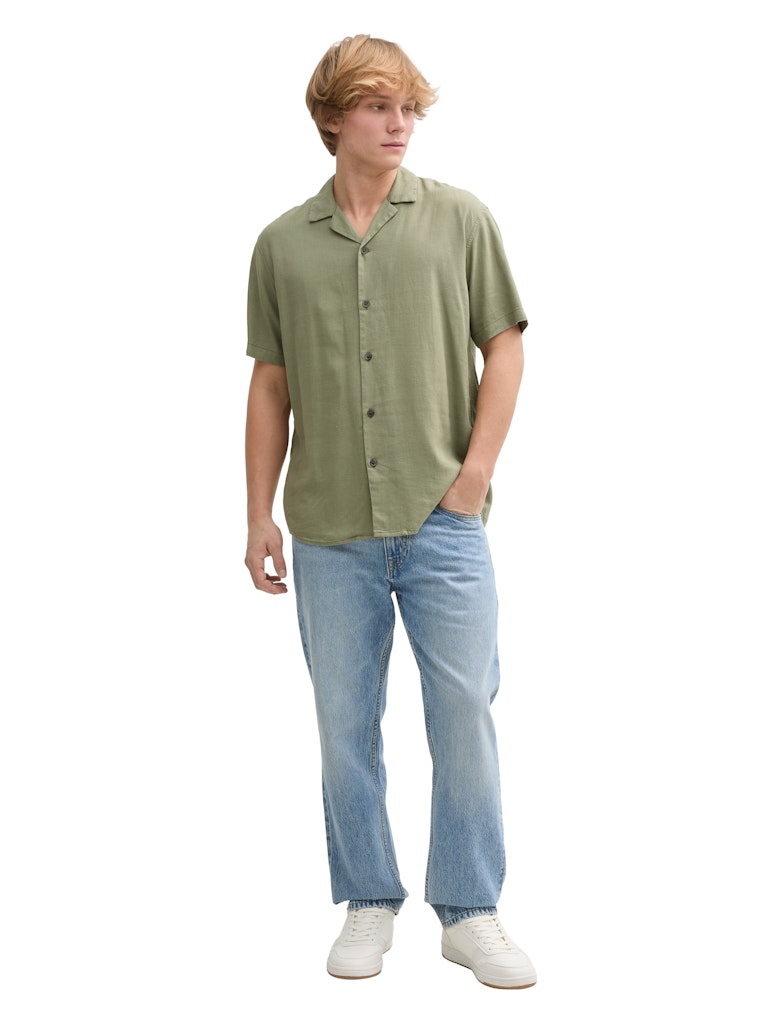 Tom Tailor denim Herren Hemden kurz Tree Moss Green