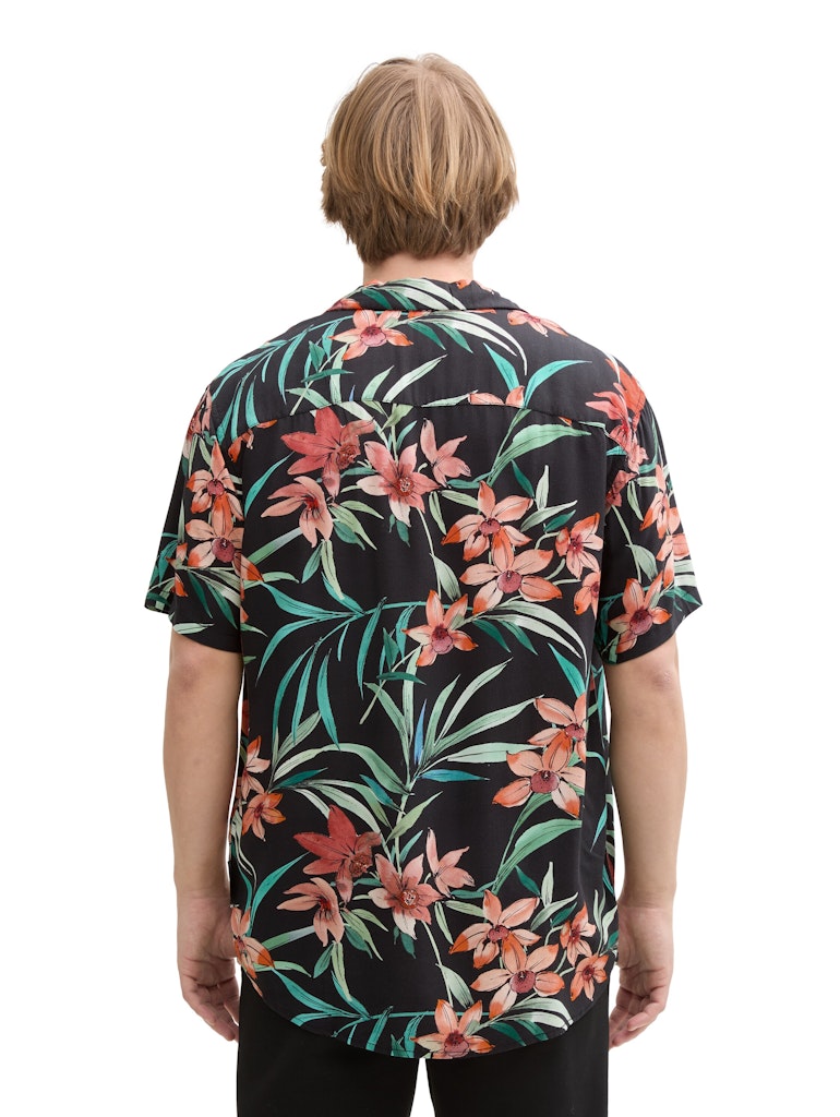 Tom Tailor denim Herren Hemden kurz Black Big Flowe