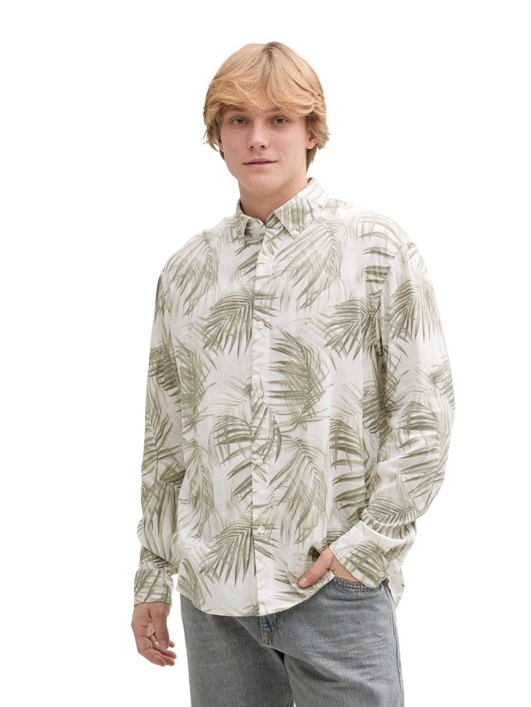 Tom Tailor denim Herren Hemden lang White Green Wat