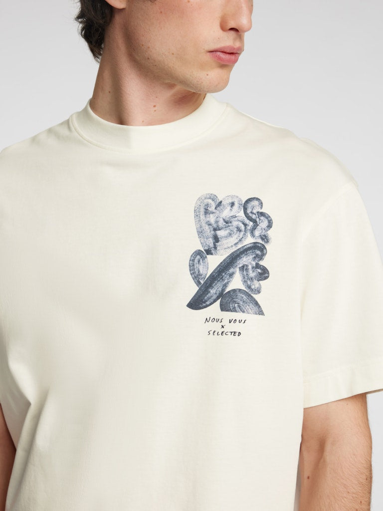 Selected homme Herren T-Shirts kurz Cloud