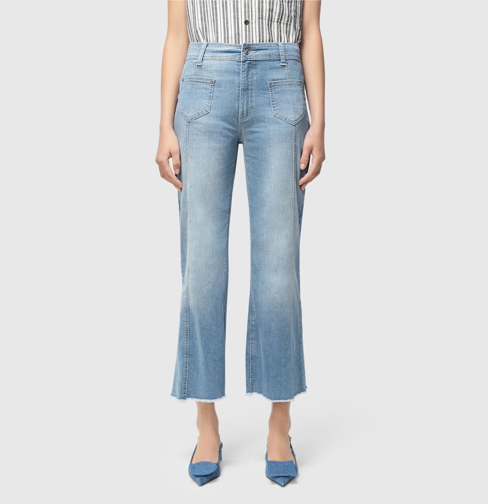 Mac Damen Jeans Blue High-Low W