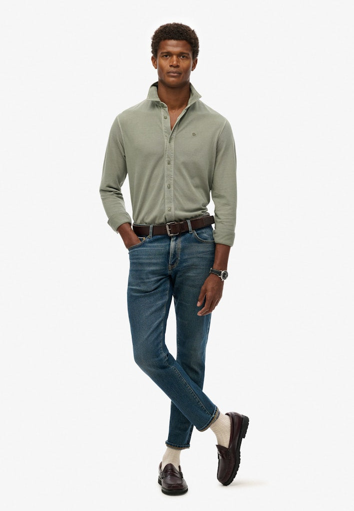 Superdry Men Herren Hemden lang Kh Light Khaki