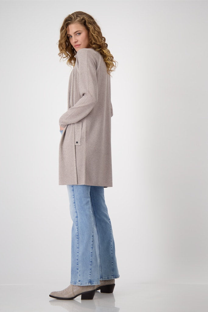 Monari Damen Strickjacken Dark Linen
