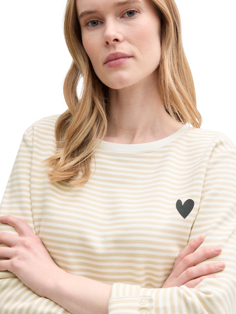 Tom Tailor Damen Sweatshirts Beige Offwhite
