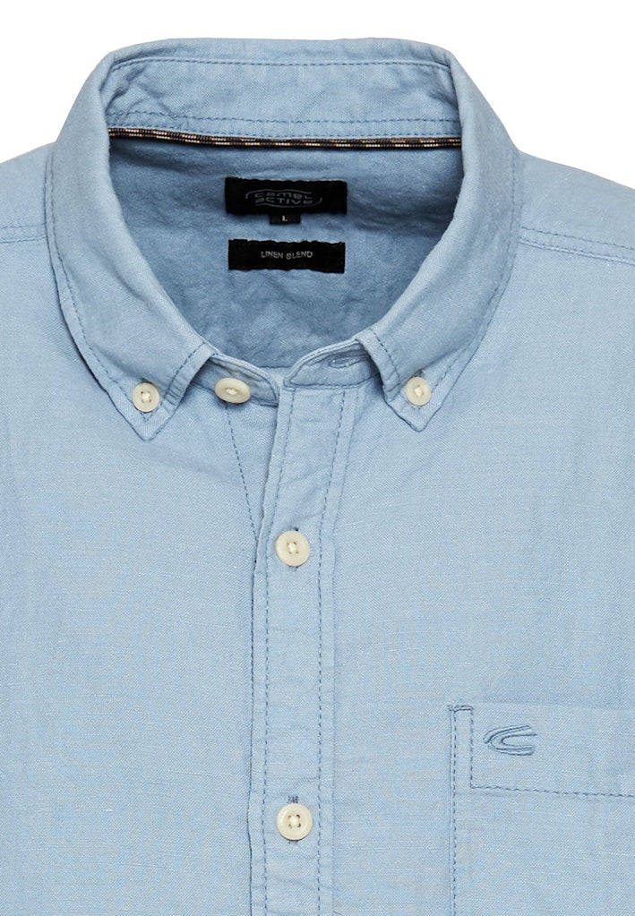 Camel active Herren Hemden kurz Smoke Blue