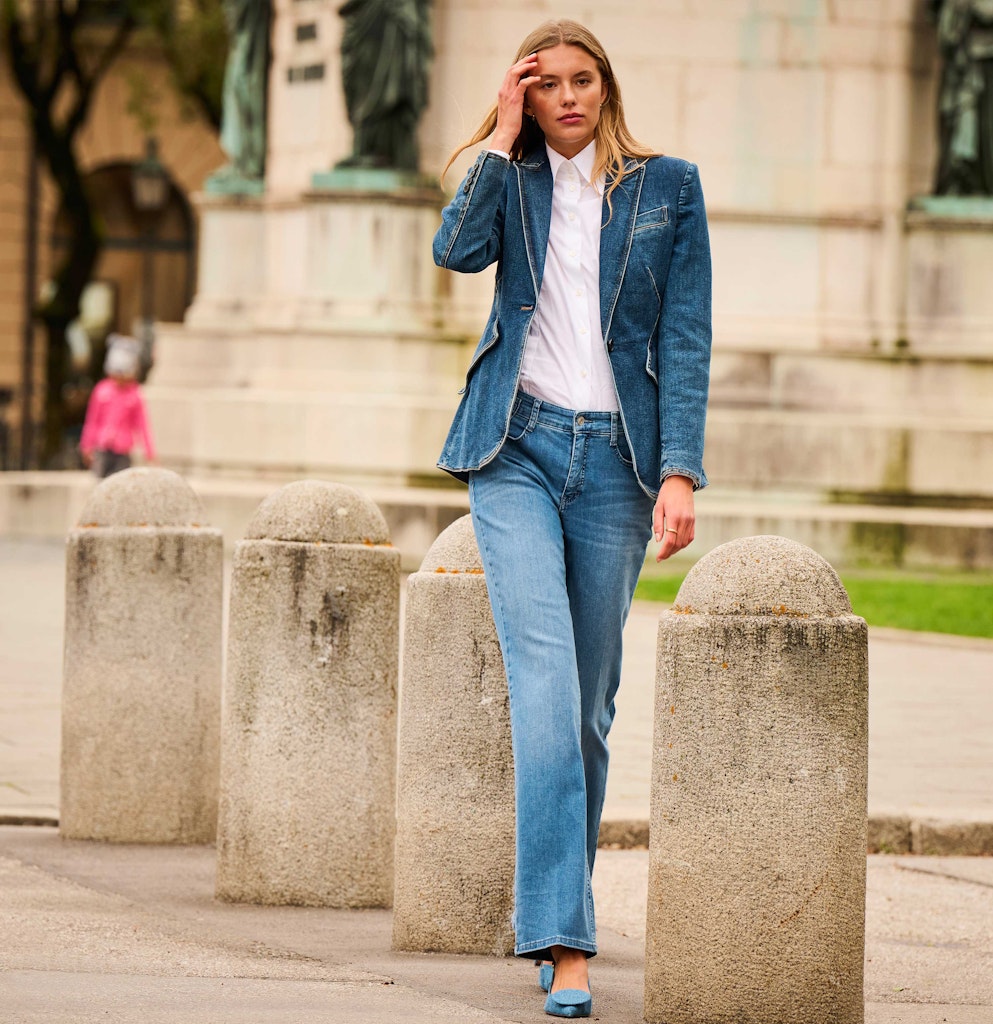 Mac Damen Jeans Winter Baby Blu