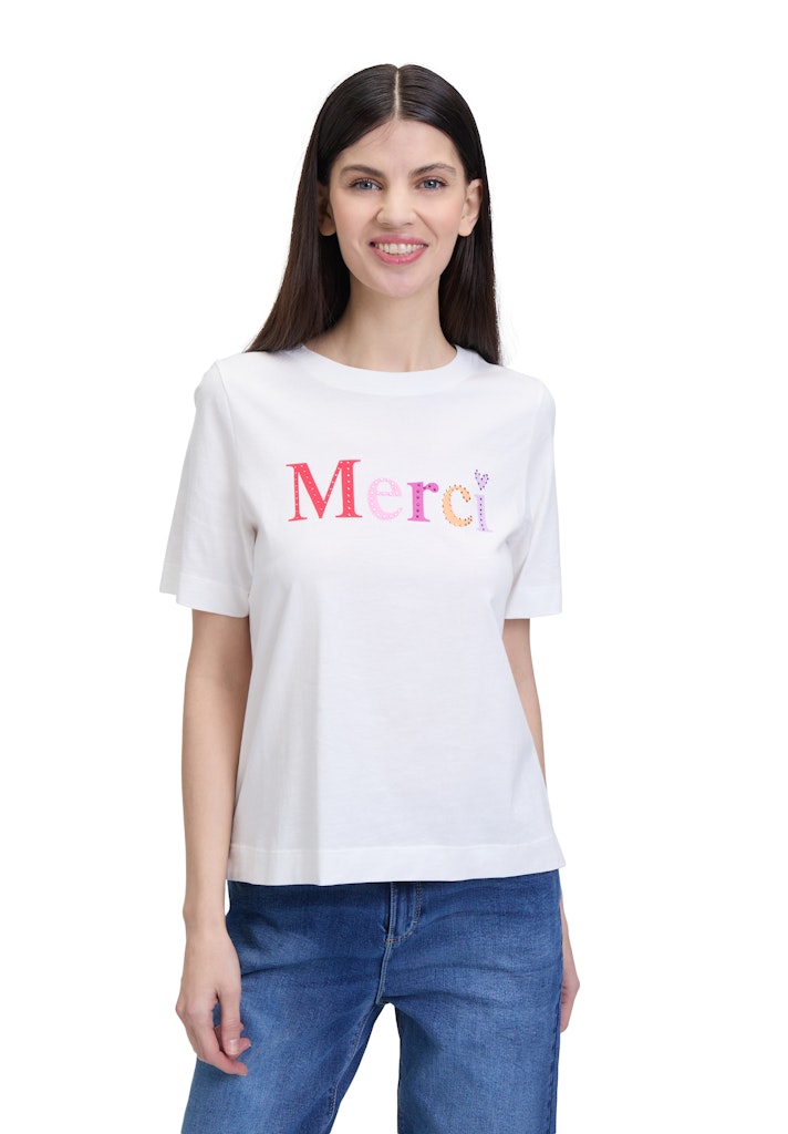 Cartoon Damen T-Shirts Patch Cream/Pin