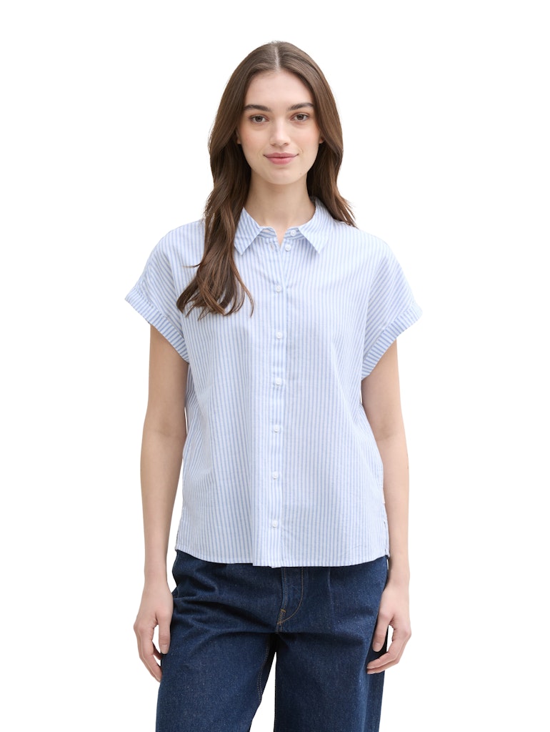 Tom Tailor denim Damen Blusen White Blue Vert