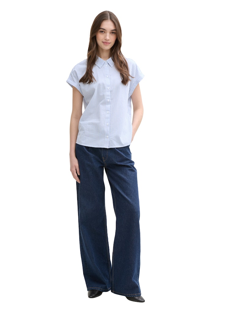 Tom Tailor denim Damen Blusen White Blue Vert