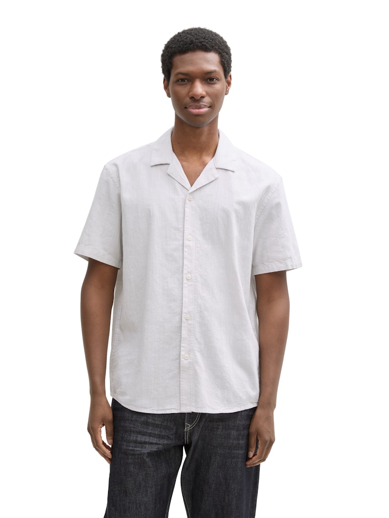 Tom Tailor denim Herren Hemden kurz Chalk Grey Whit