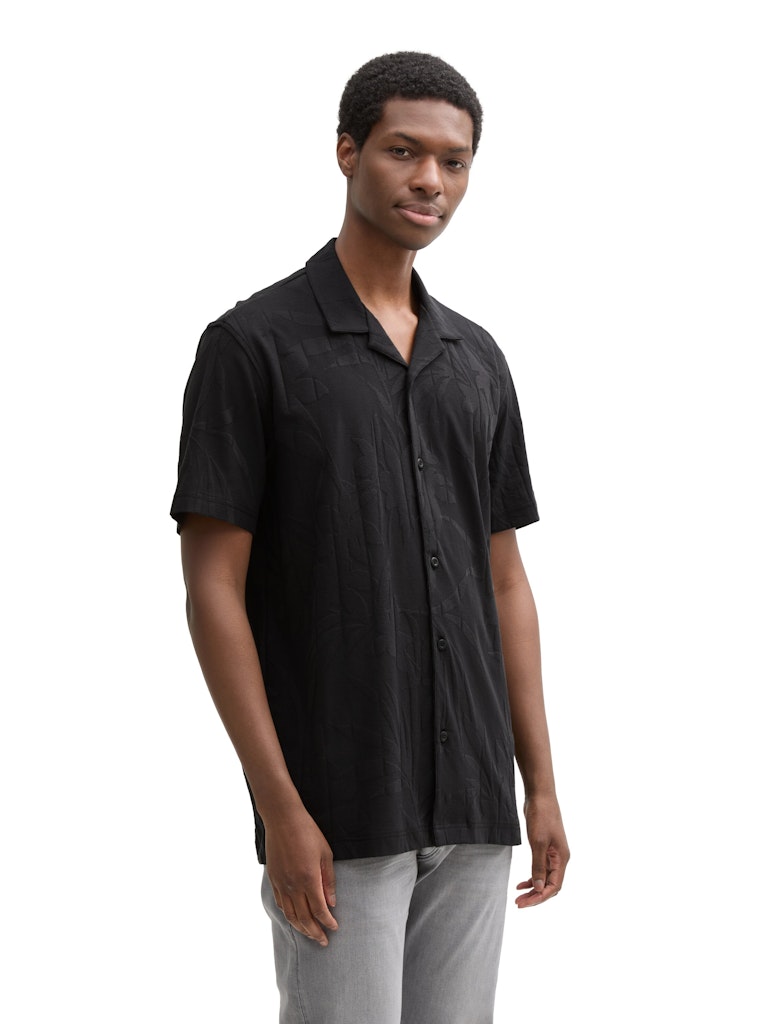 Tom Tailor denim Herren Hemden kurz Black Leaves Ja