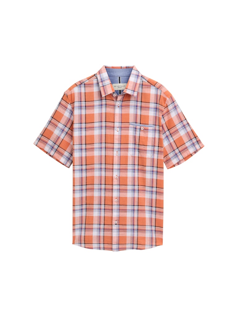 Tom Tailor Herren Hemden kurz Brick Orange Mu