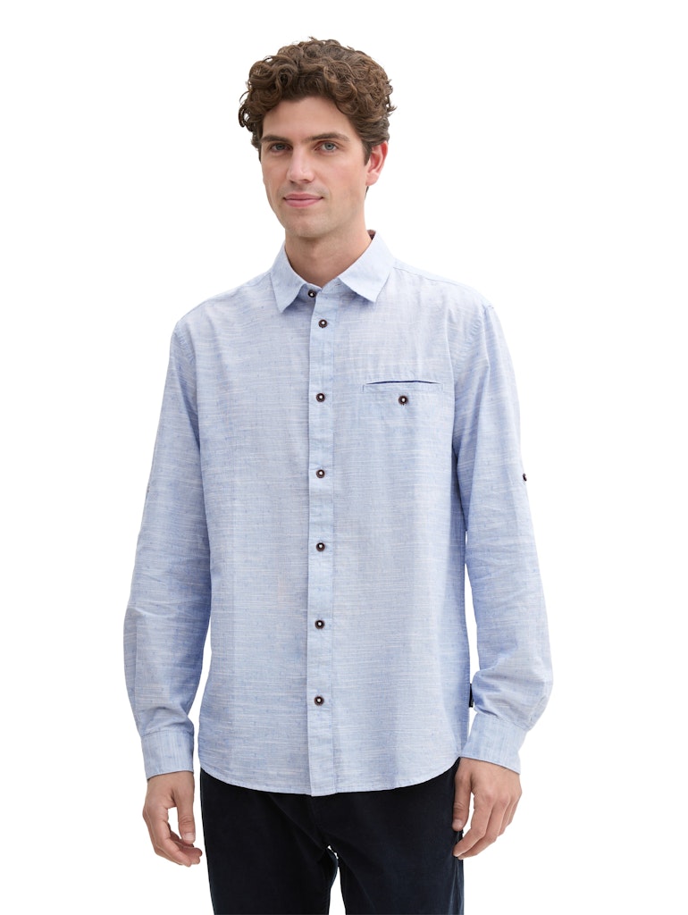 Tom Tailor Herren Hemden lang White Blue Fil