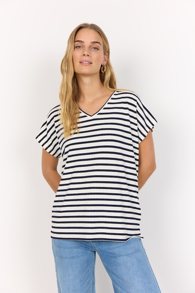Soya Concept Damen T-Shirts Cream Combi