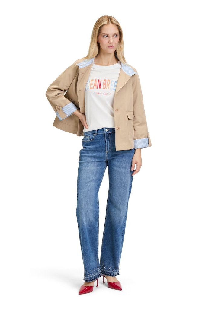 Cartoon Damen T-Shirts Patch Cream/Pin