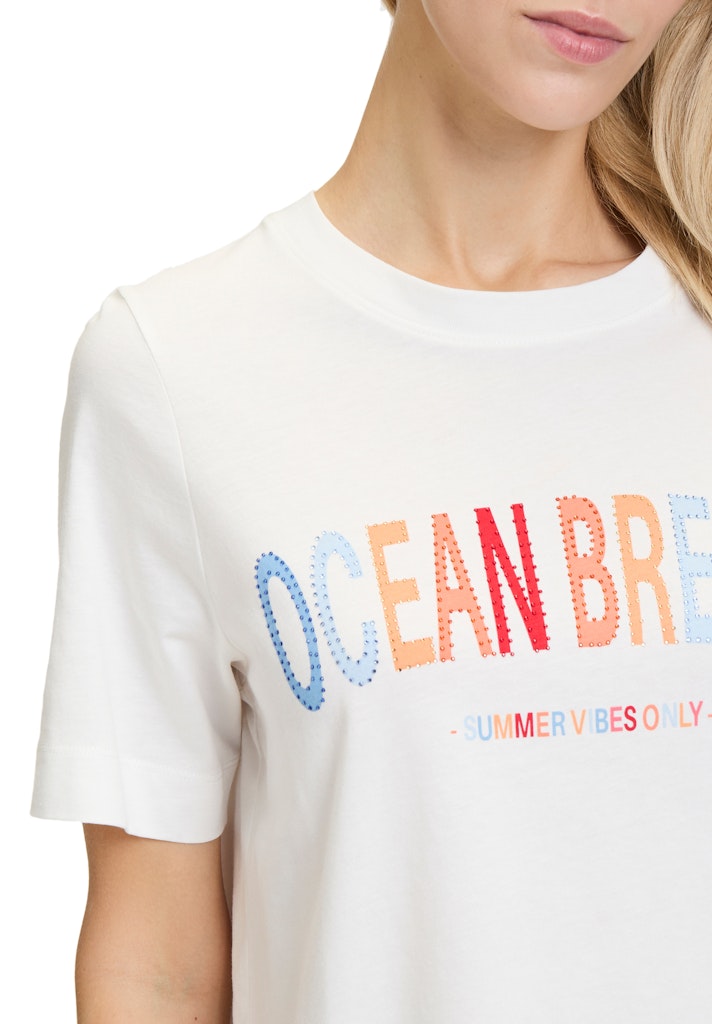 Cartoon Damen T-Shirts Patch Cream/Pin