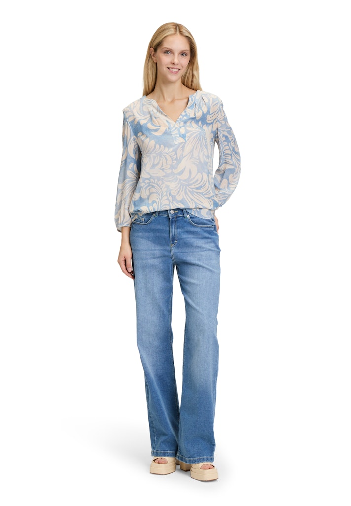 Cartoon Damen Blusen Blue/White