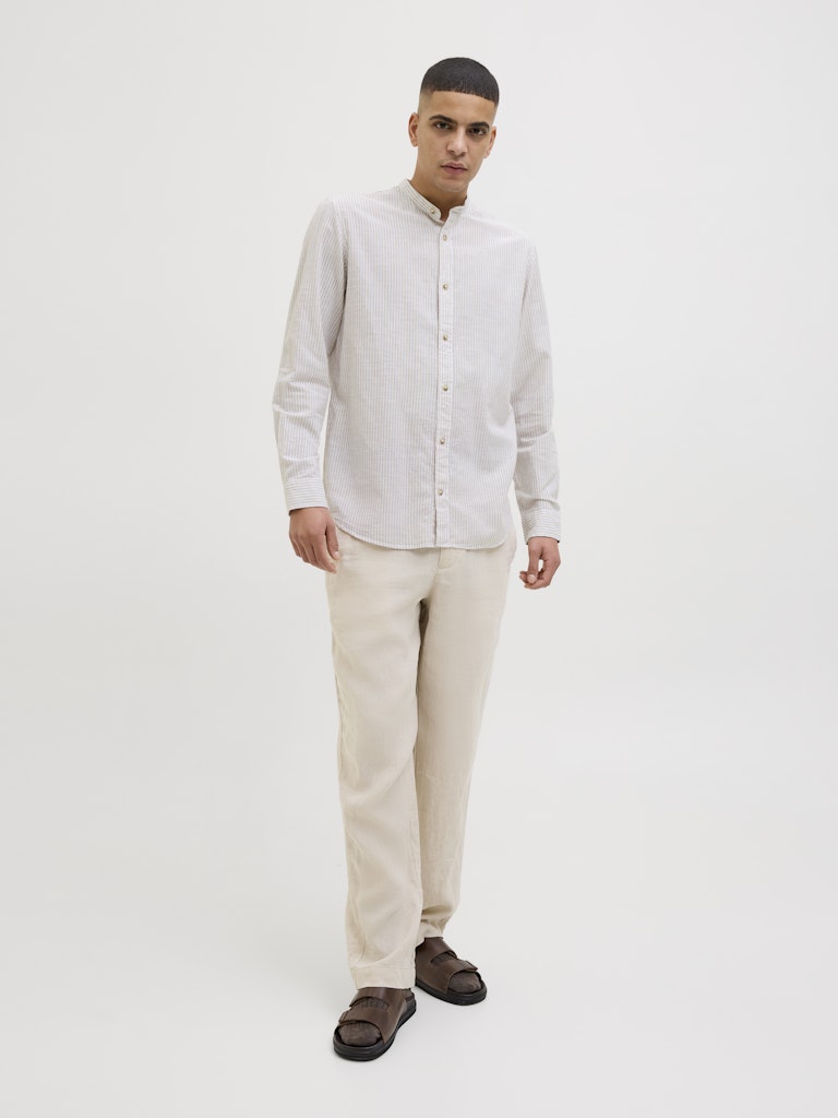 Jack & Jones Herren Hemden lang Oxford Tan/Stri