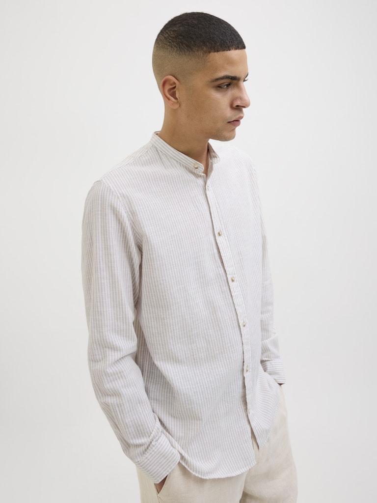Jack & Jones Herren Hemden lang Oxford Tan/Stri