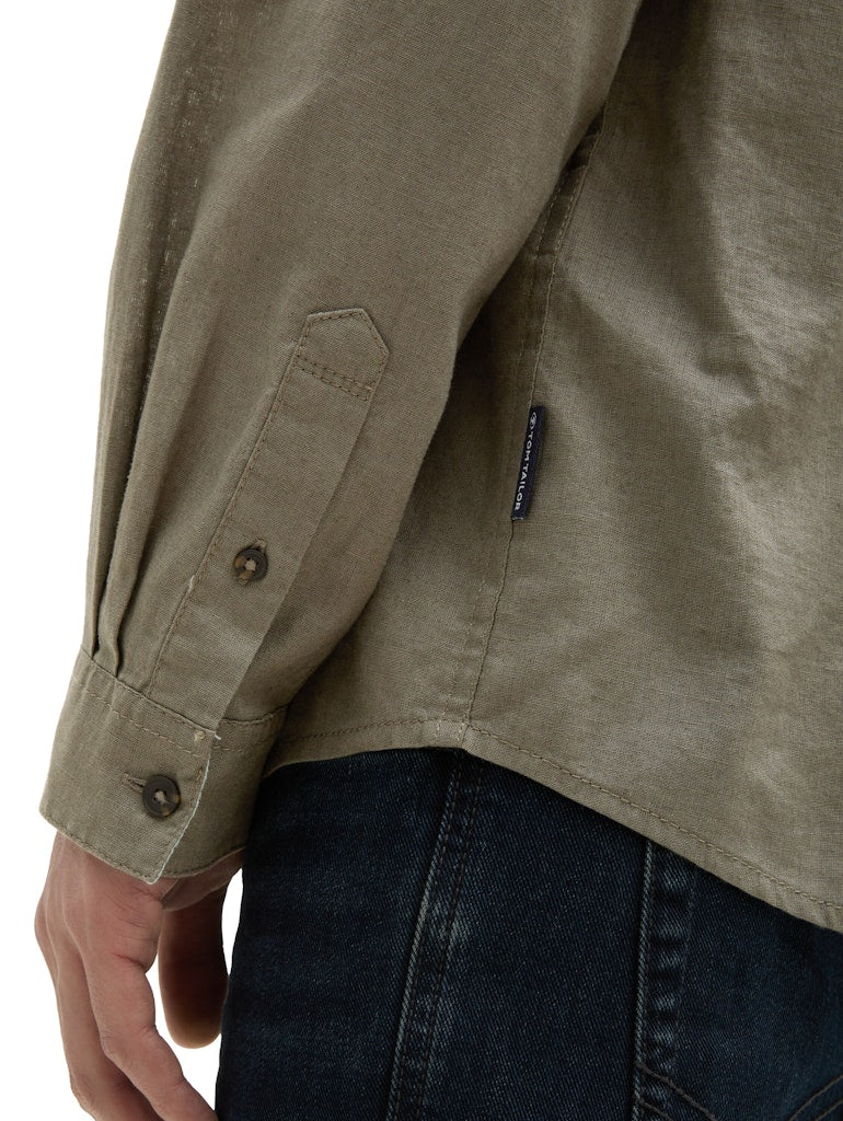 Tom Tailor Herren Hemden lang Smokey Olive Gr