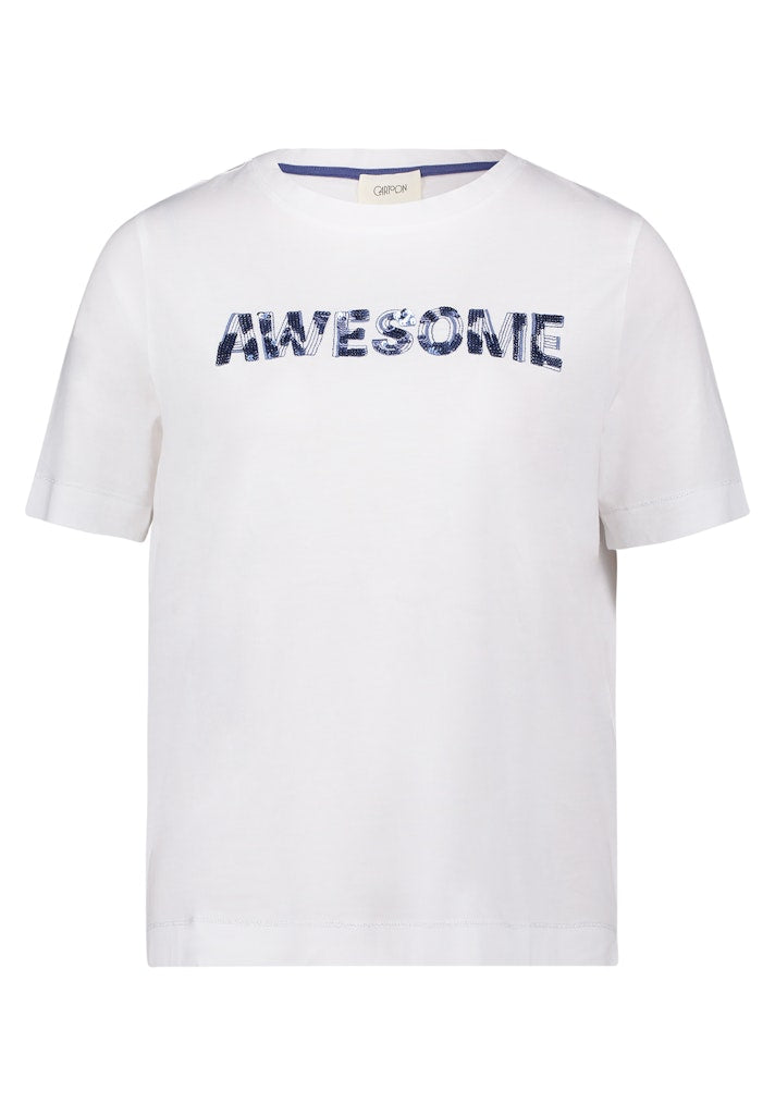 Cartoon Damen T-Shirts Patch Cream/Blu