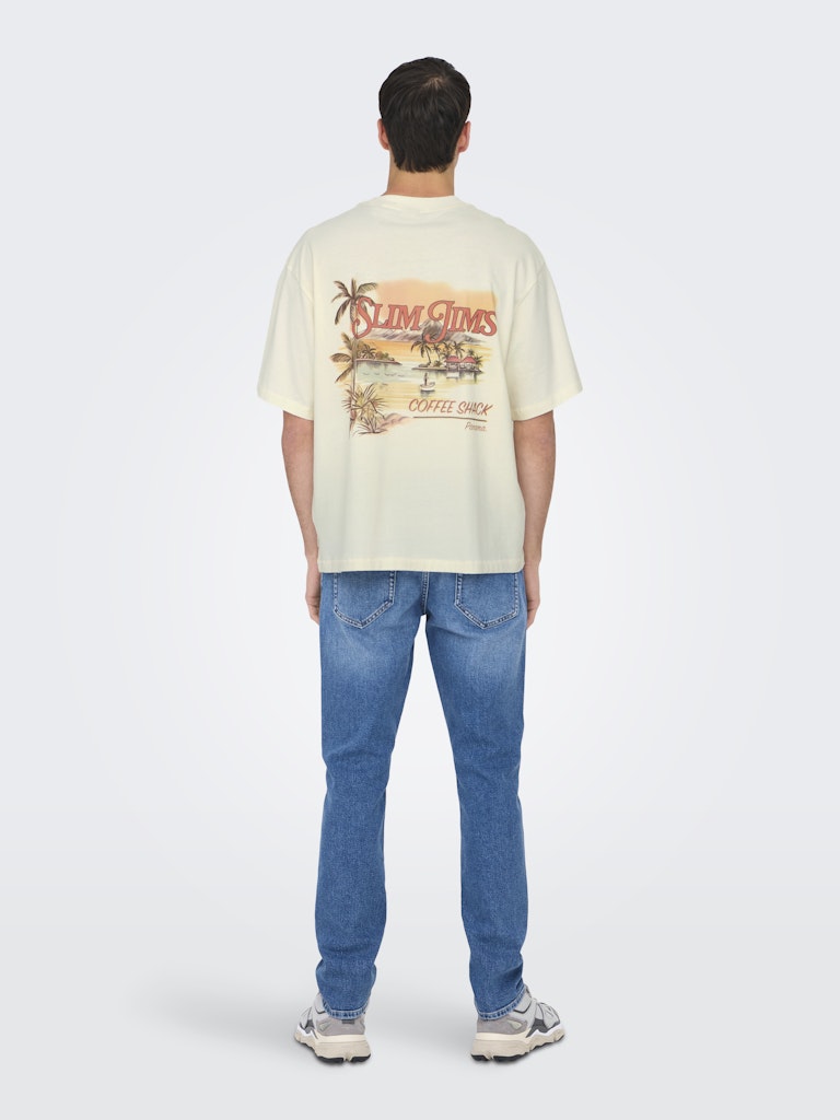 Only & Sons Herren T-Shirts kurz Antique White/A