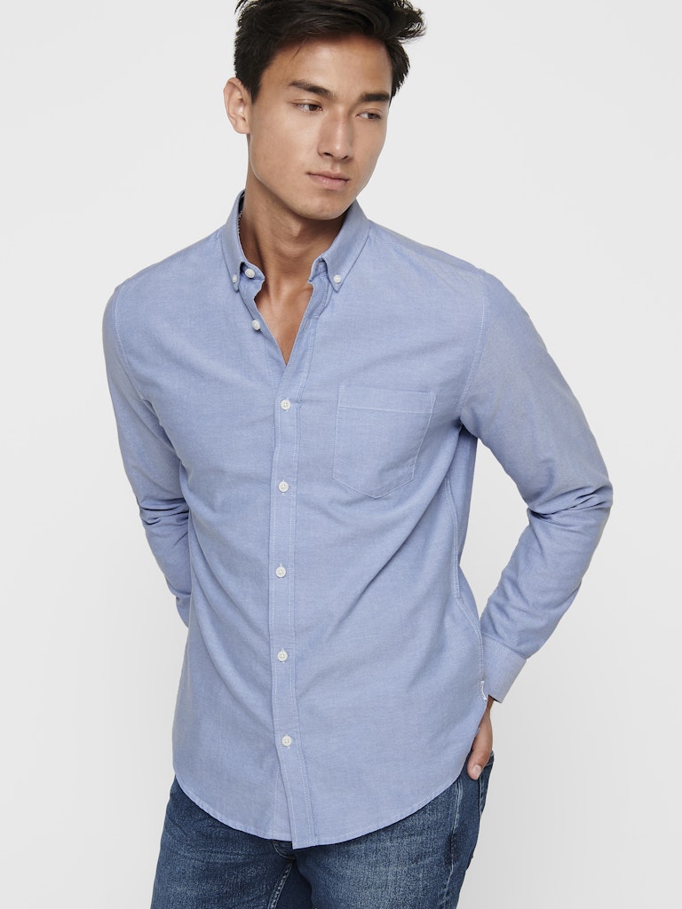 Only & Sons Herren Hemden lang Cashmere Blue