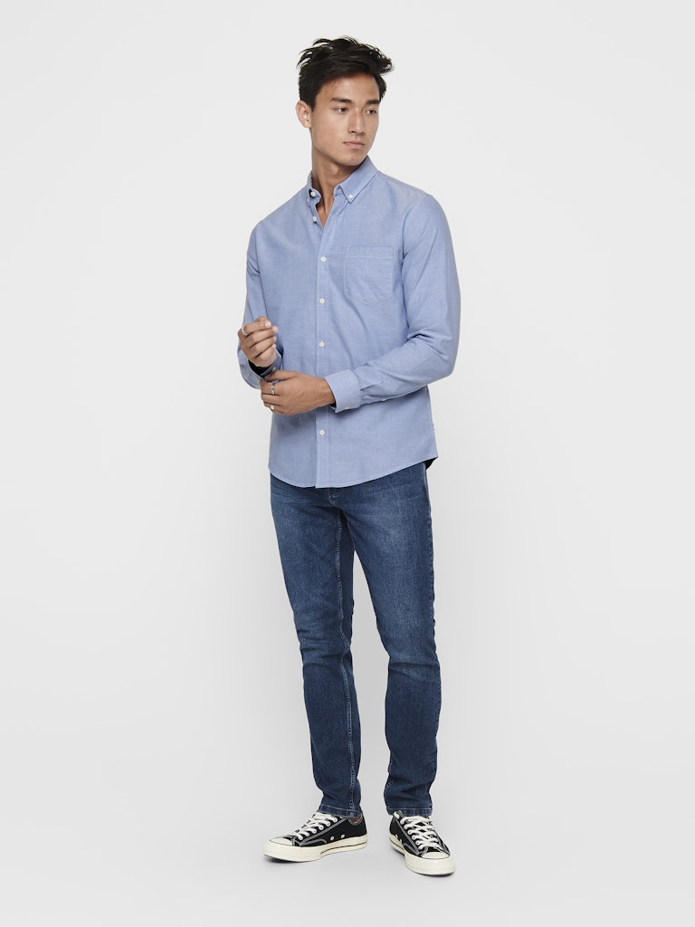 Only & Sons Herren Hemden lang Cashmere Blue
