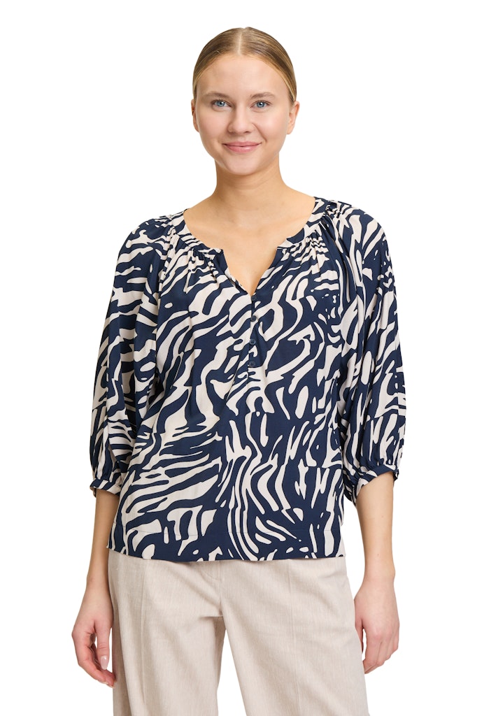 Betty & Co Damen Blusen Dark Blue/Natur