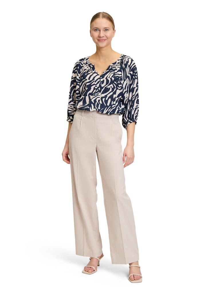 Betty & Co Damen Blusen Dark Blue/Natur