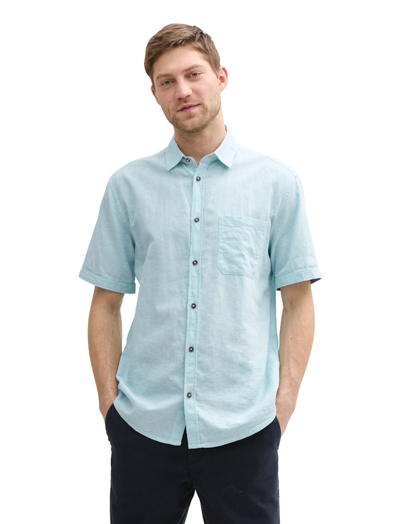 Tom Tailor Herren Hemden kurz Pastel Turquois