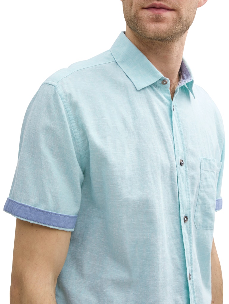 Tom Tailor Herren Hemden kurz Pastel Turquois